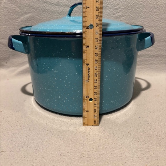 Unbranded Light Blue Speckled Enamel Stockpot With Lid and Handles - Picture 2 of 8